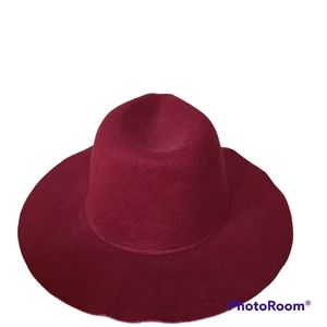 NEW Bohemian Burgundy Red Floppy Brim Felt Fedora Hat Western Boho Festival Wear